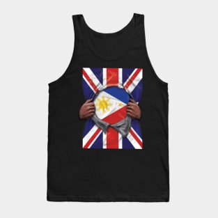 Philippines Flag Great Britain Flag Ripped - Gift for Filipino From Philippines Tank Top